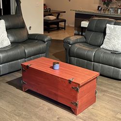 2 - Trevino Place Smoke Leather Dual Reclining Sofa’s