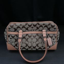 COACH Khaki Signature Canvas Hamptons Handbag