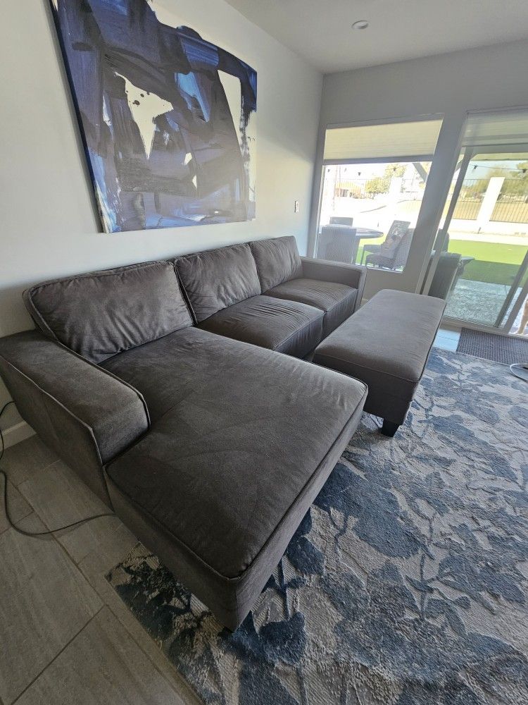Gray/Grey Sectional couch with chase