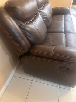 Bonzy Home Premium Genuine Leather Reclining Sofa, Overstuffed 3-Seater Manual Recliner Couches with Padded Backrest, Oversized Heavy Duty Reclining S