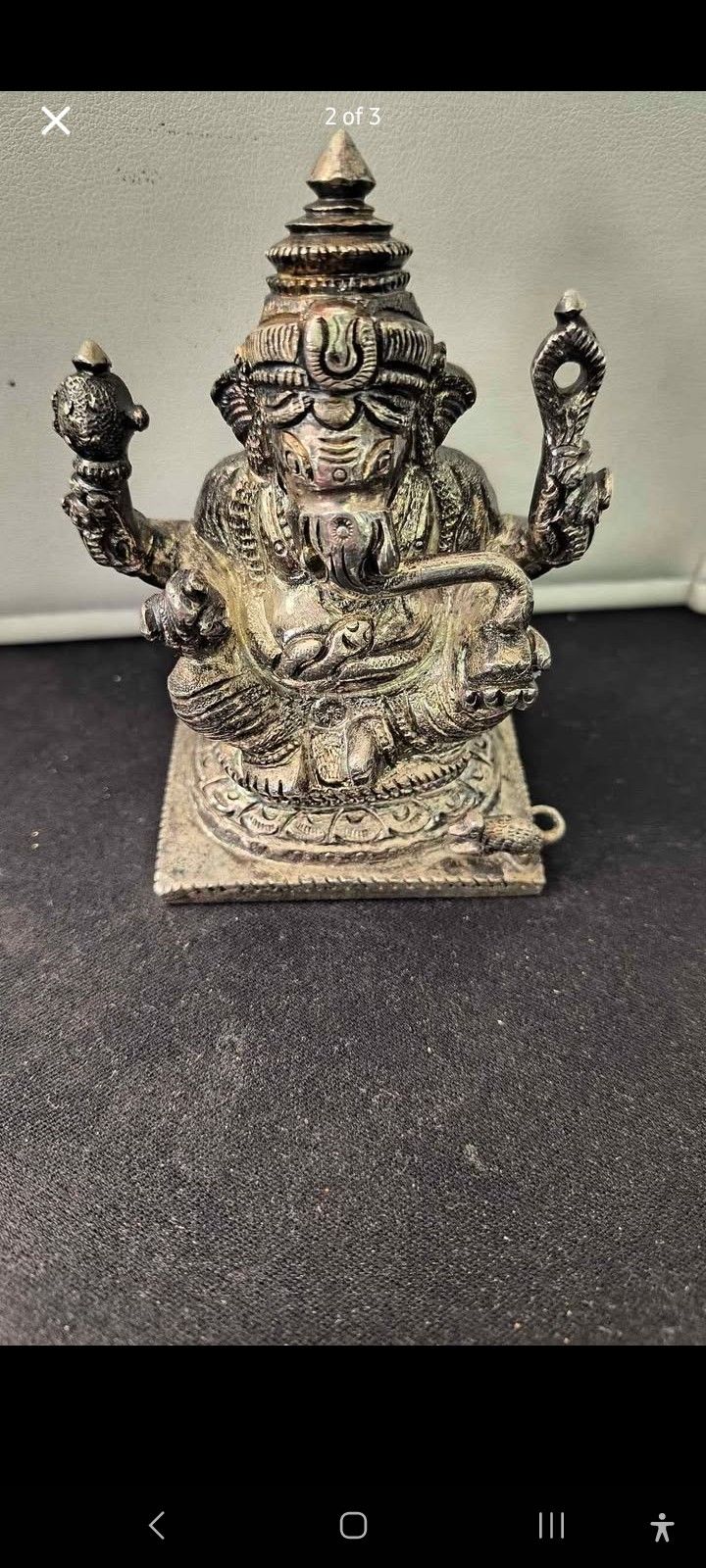 SILVER Ganesha Statue Indian Hindu God Idol Showpiece