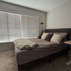 Queen Bed Frame and 12 Inch Zinus Mattress 