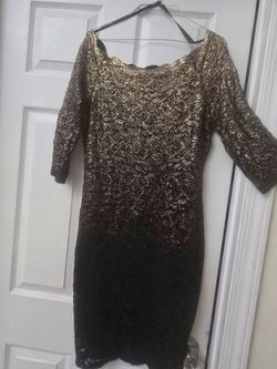 blue sage black and gold dress