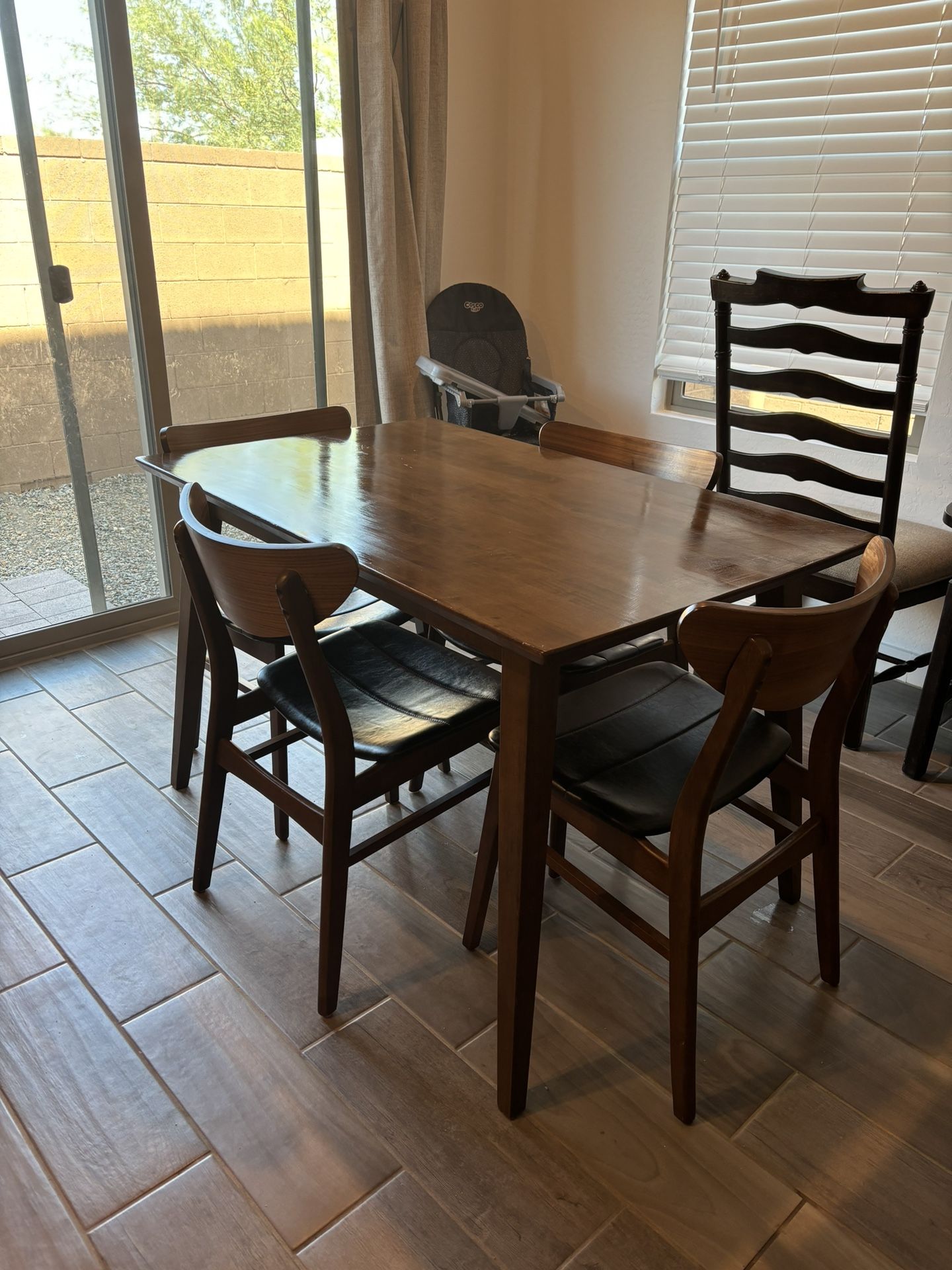 Walnut table and 4 chairs