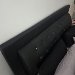 Leather Platform Bed- Black, Contemporary