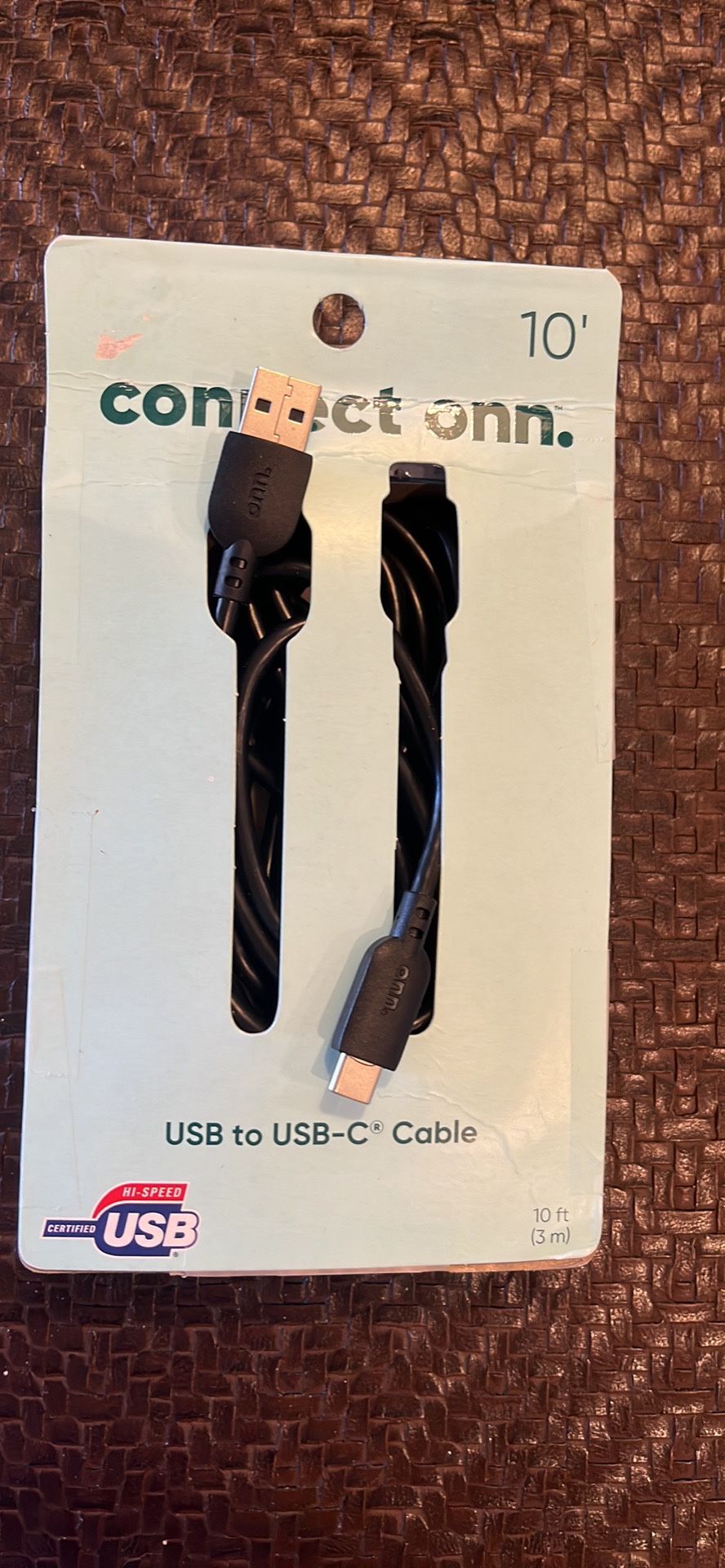 Connect ONN USB-C to USB Cable 10' Certified High-Speed USB 3m