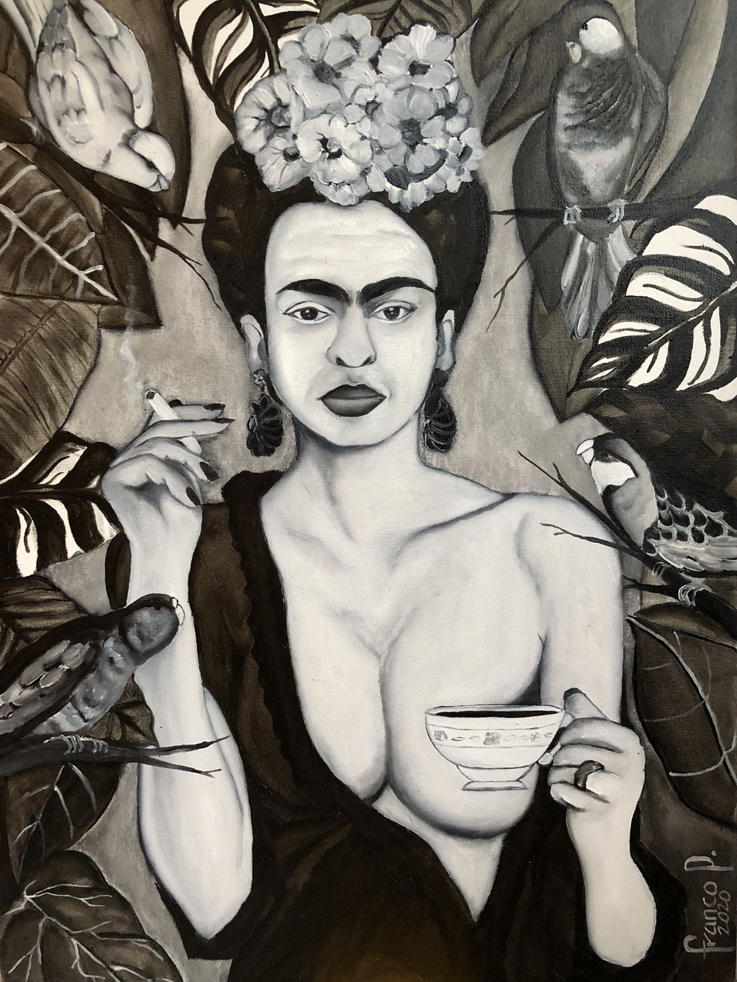Frida Kahlo portrait oil/canvas