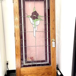 Stained Glass Door Leaded Antique Stained Glass Floral Design 