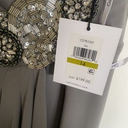 Embellished Formal Evening Dress – Beaded Detail – Size 14 