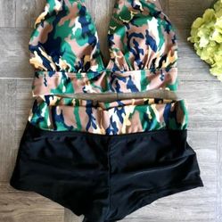 Camo boy short halter bikini swimsuit Size Small