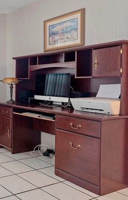 Cherry Wood Computer Desk with Hutch
