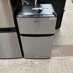 WHIRLPOOL STAINLESS STEEL MINI FRIDGE TOP FREEZER 