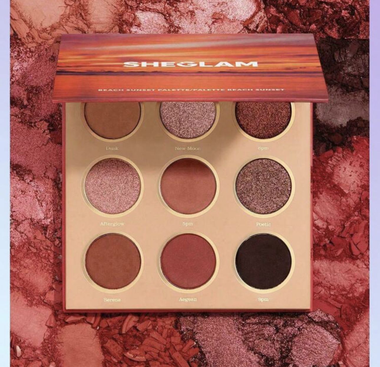 New SHEGLAM Beach Sunset Palette 9-Color Shimmer Matte shadow Palette Metallic Shine Evenly Pigmented Smooth Blendable Styling Makeup 