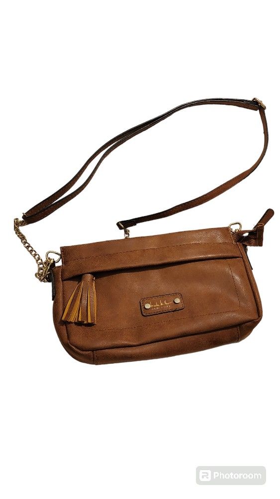 Nicole Miller New York Crossbody Purse w/ Removable Gold Chain Strap