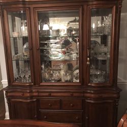 2 pc lighted china closet w/adjustable glass shelves *CASH SALE*BEST OFFER OVER $300