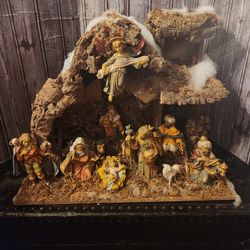 Beautiful Nativity Scene With Hand Made Stable