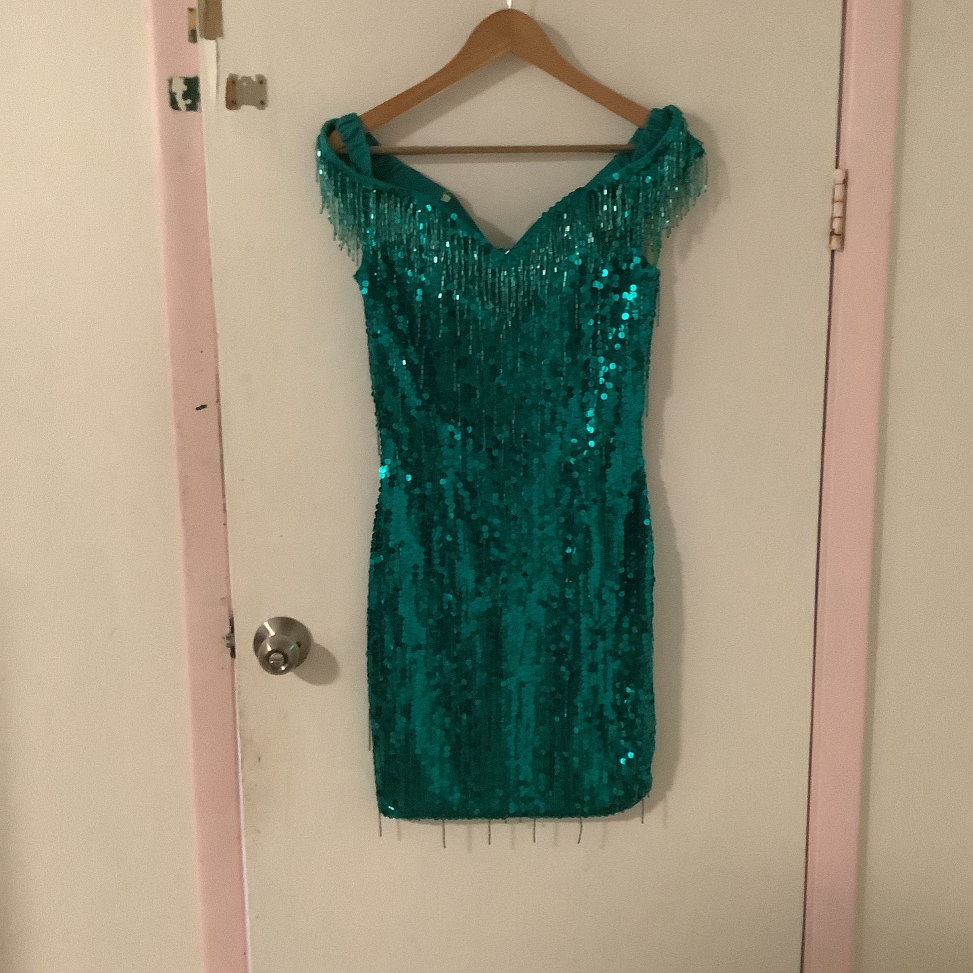 Green Teal Dress Beaded Nadine Downtown Kissimmeee 