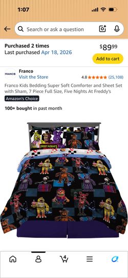 Five Nights at Freddy’s FNAF Full Comforter Set