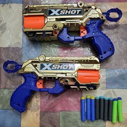 Zuru X-Shot Reflex 6 Royale Edition Two Chrome Golden Toy Guns