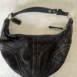 Coach #10074 Black Hobo Shoulder Bag Y2K Signature Canvas
