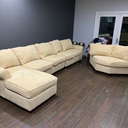 Tan Suede Sectional Couch 