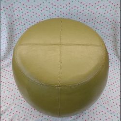 Olive Leather Ottoman 24″D x 18″H