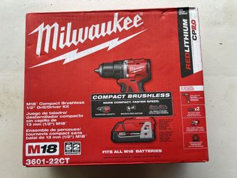 M18 18V Lithium-Ion Brushless 1/2 in. Compact Drill/Driver w 2.0 Ah Battery, Charger and Tool Bag