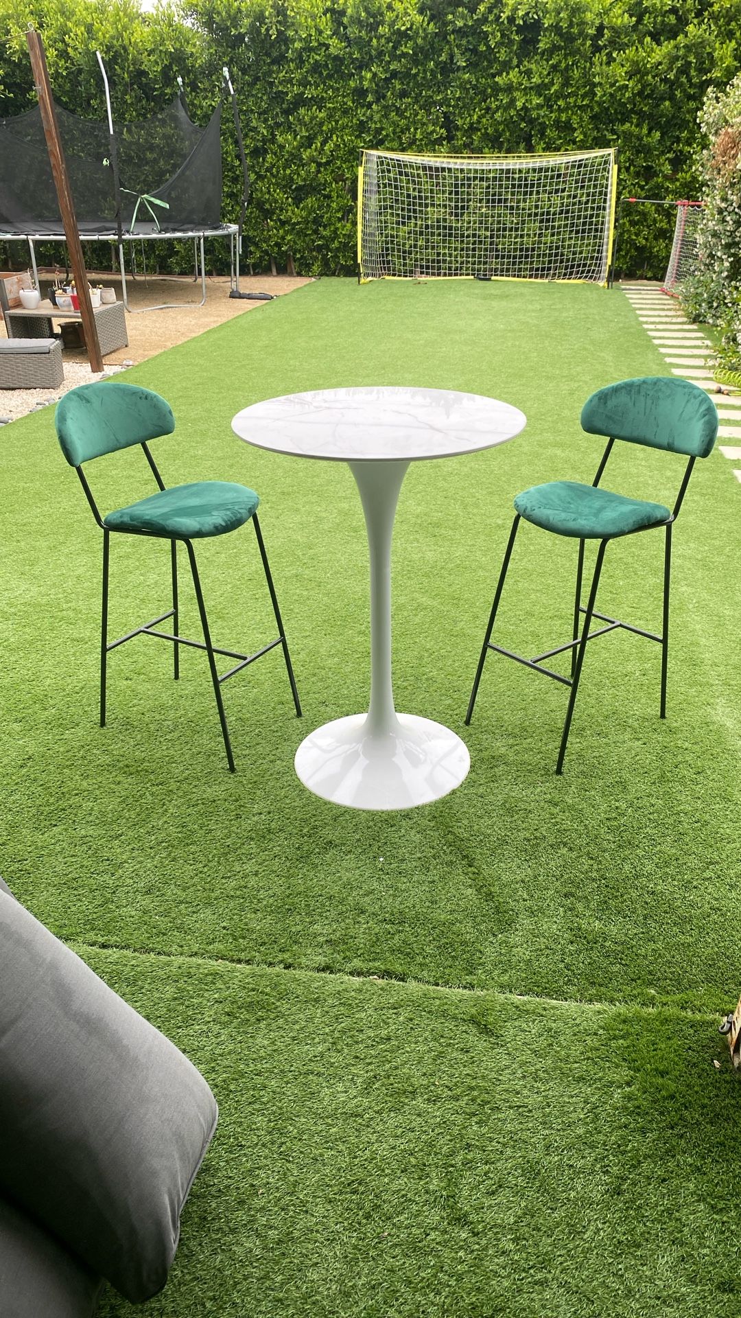 Marble Like Bistro Table And Two Chairs