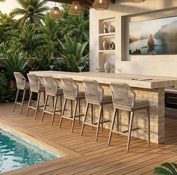 Outdoor Rope Weave Bar Stools Set of 6