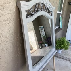 Large Dresser And Mirror Grey Silver 