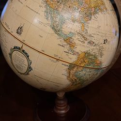 🌍 Vintage Replogle World Globe – 12” – Solid Wood Base