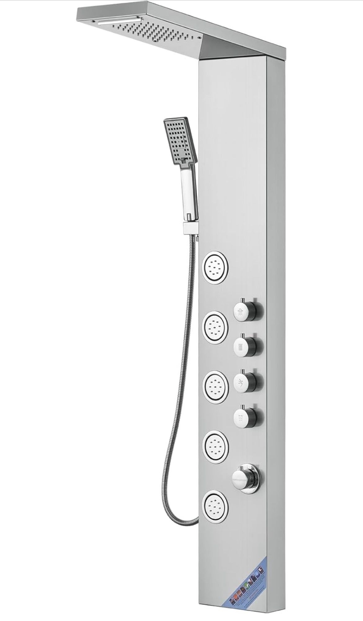 VEVOR Shower Tower, 4 Shower Modes Shower Tower System, Rainfall, Waterfall, 5 Full Body Massage Jets and 3-Setting Handheld Shower Head with 59" Hose