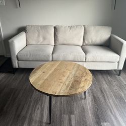 Modern 3-Seater Sofa + Round Coffee Table – Excellent Condition