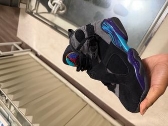 Air Jordan 8 Retro Aqua 6.5Y Black Purple Blue – Excellent Condition