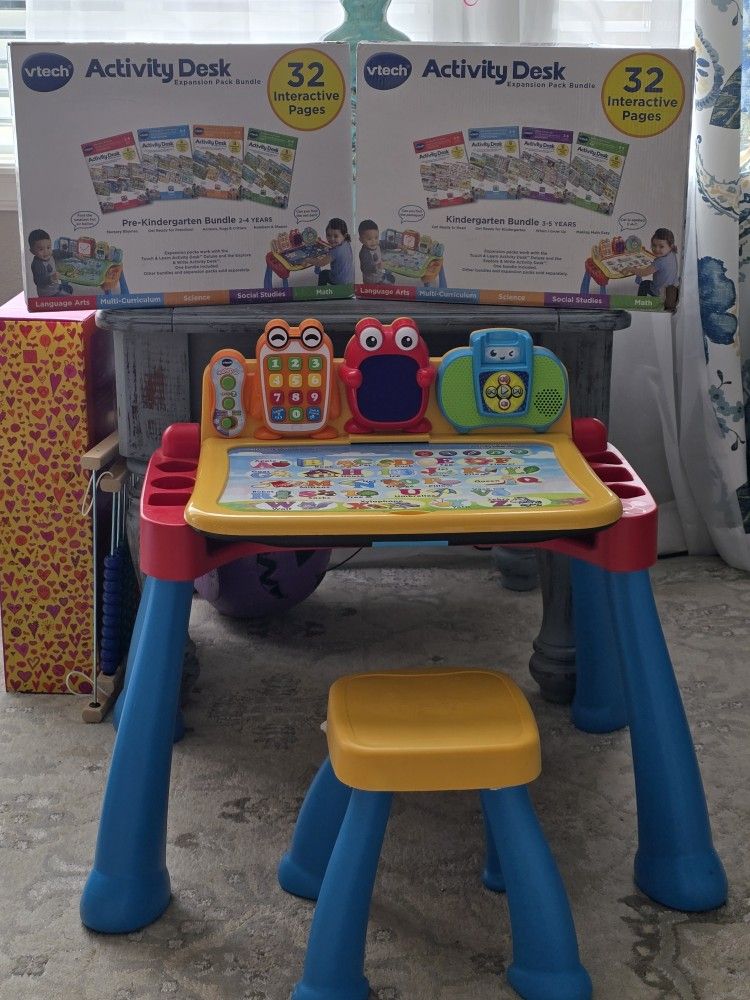 Vtech Activity desk AND 2 Expansion Pack Bundles