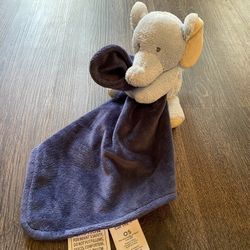CARTER'S Baby Elephant SECURITY BLANKET Navy Blue Mini Lovey Tan Ears