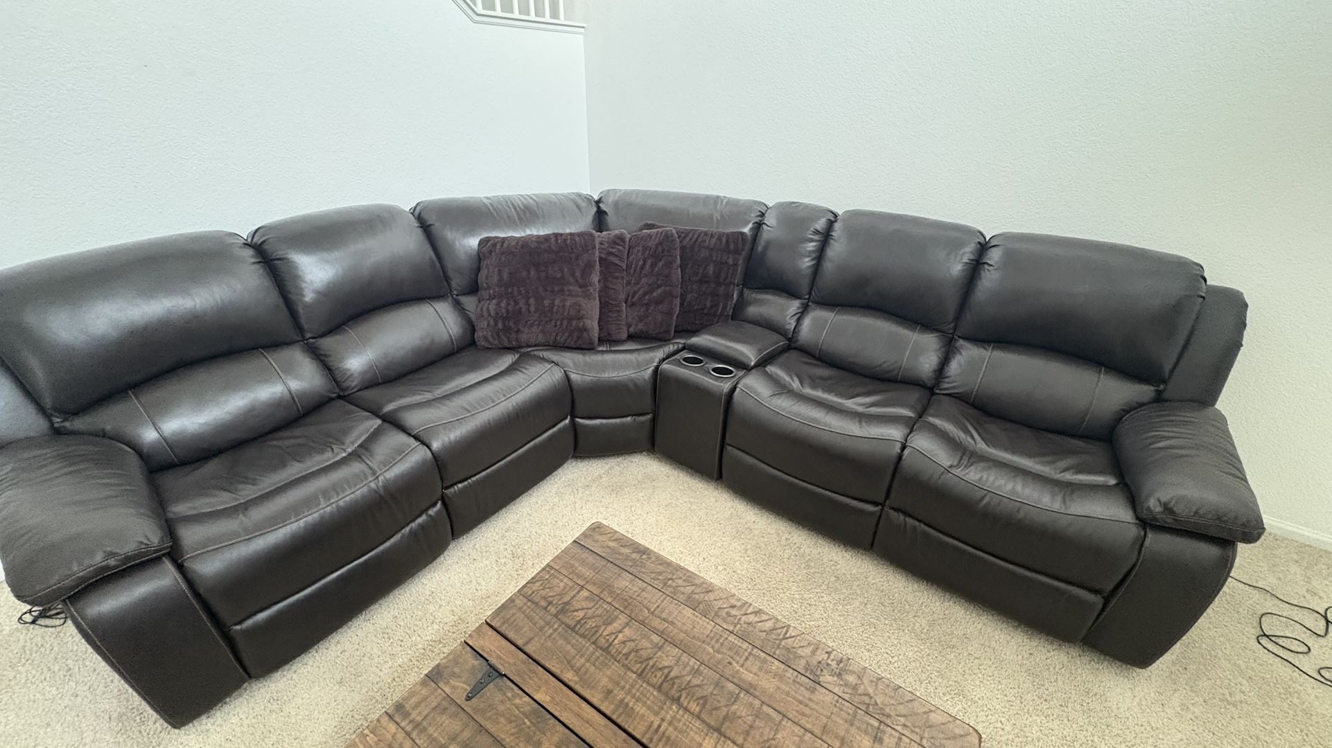 Leather reclining couch