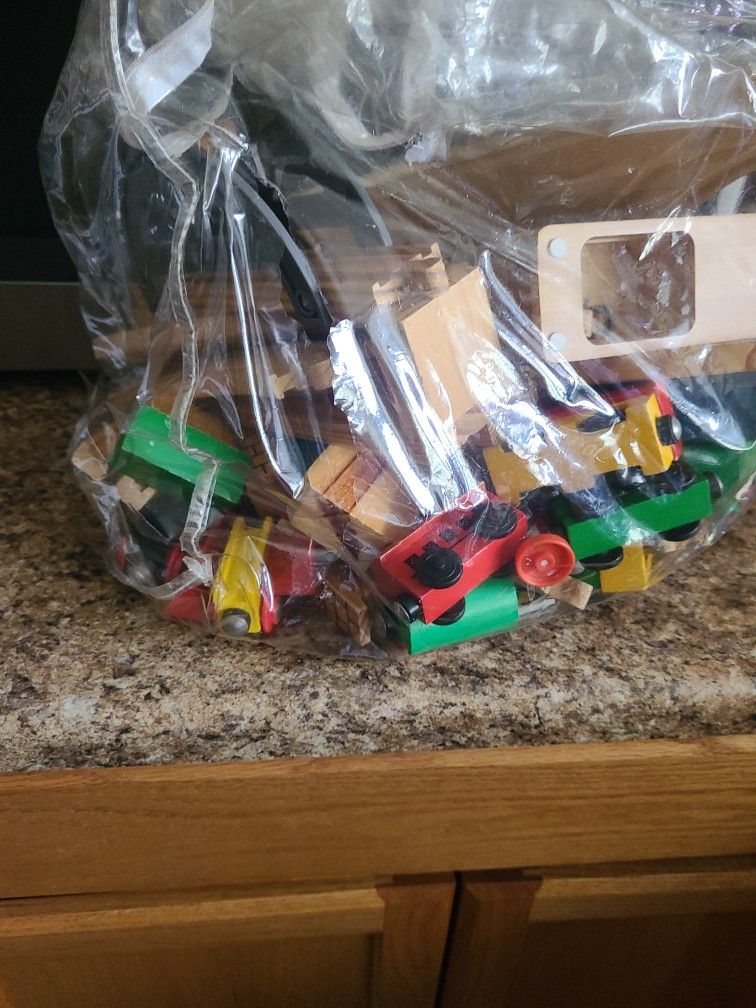 Wooden Trains And Track Set