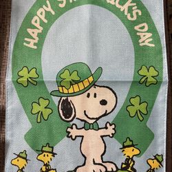 Happy St.Patricks Day Snoopy Yard Flag