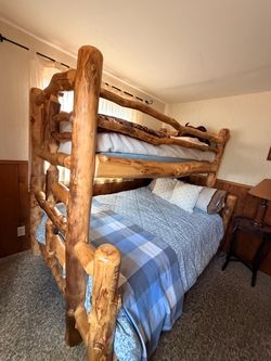 Rustic Log Wood Bunk Bed Frame