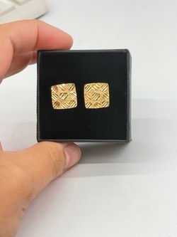10KT Real Gold Square Nugget Earrings for Men