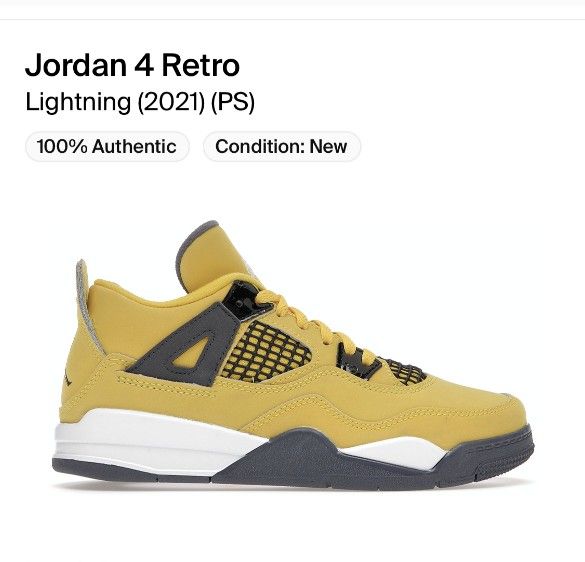 Jordan 4 RetroLightning Preschool Kids Size 1
