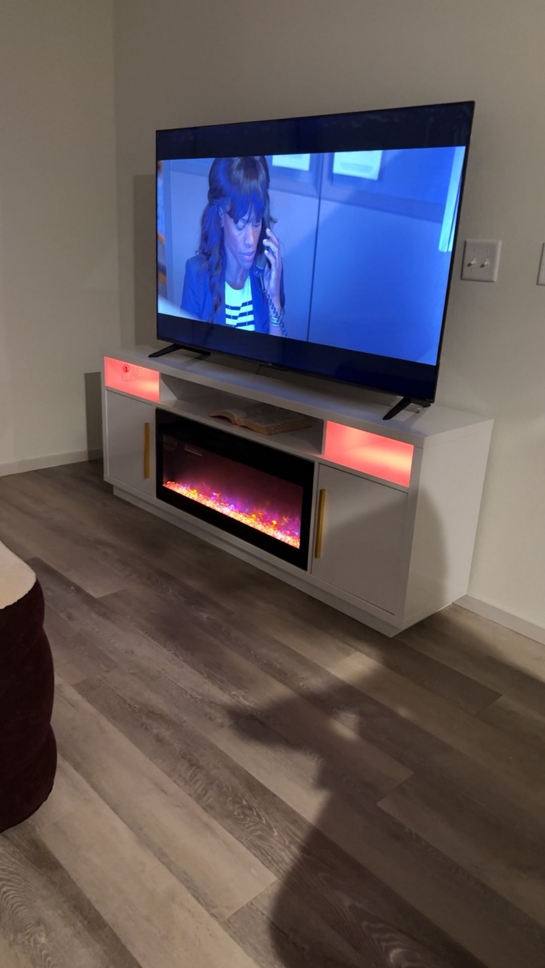 Tv Stand / Electric Fire Place With Custom Lights