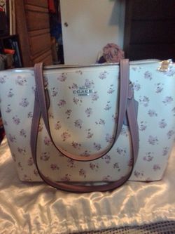 Coach purple floral tote