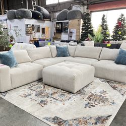 Paige 6-piece Modular Fabric Sectional Beige 
