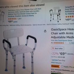 OasisSpace Heavy Duty Shower Chair with Back