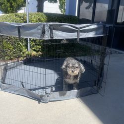 30” Tall Dog Playpen With Cover Dog Run, Dog Cage 8 Panels Fence with Door
