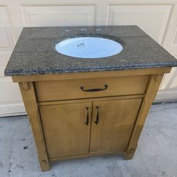 30” BROWN  RESTROOM VANITY W BLACK TOP NEW