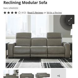 Correze 3-Piece Dual Power Leather Reclining Modular Sofa