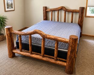 Handcrafted Log Bed  - mattress and boxspring included